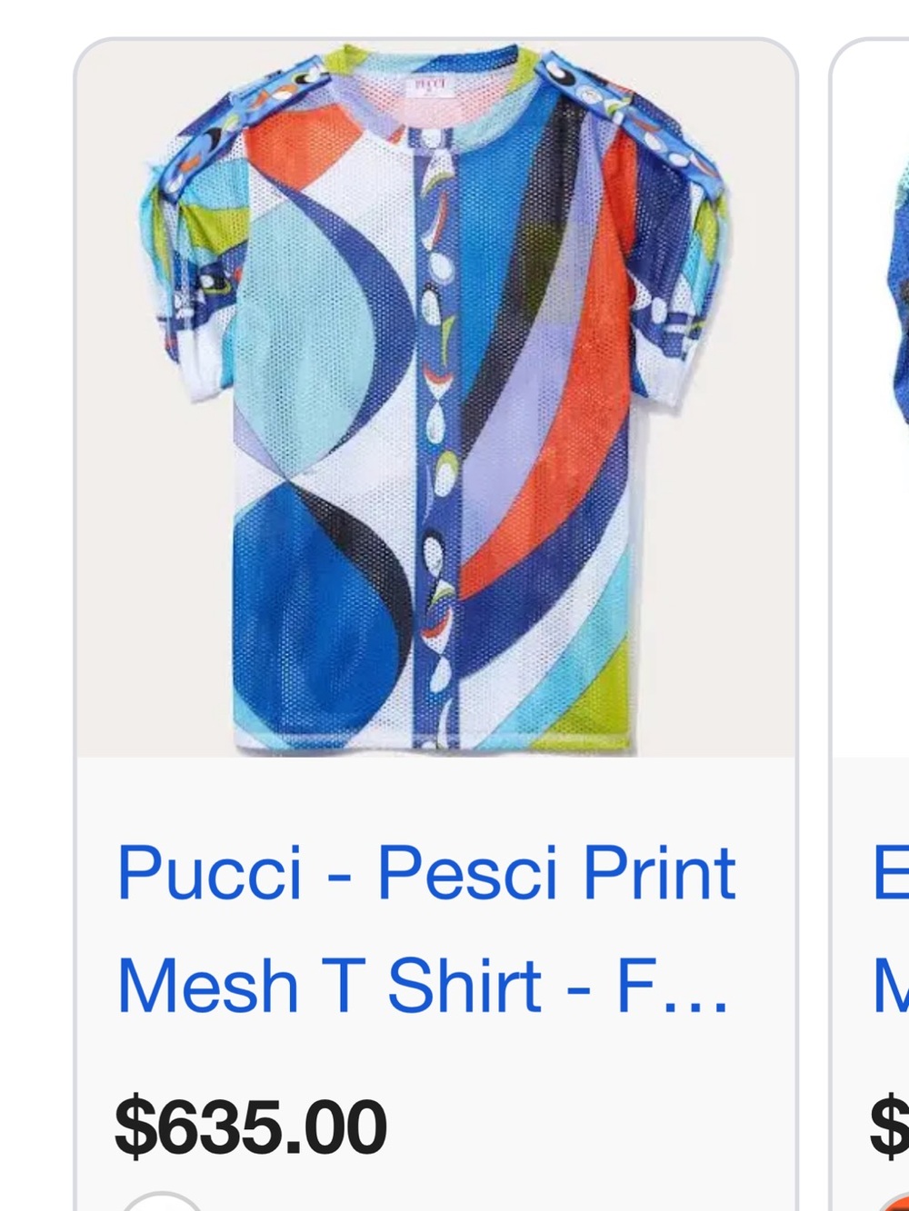 Pucci Pesci Print Mesh Tee in Multi-Color XS